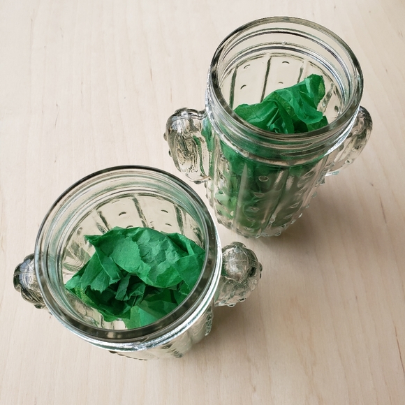 Glass Cactus Jars / Cups, Vintage 70s Inspired - Picture 3 of 8